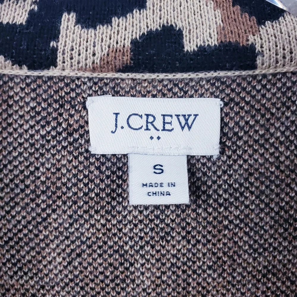 J. Crew Leopard Print Sweater Blazer AS303 Women's Size Small Camel Brown Black‎